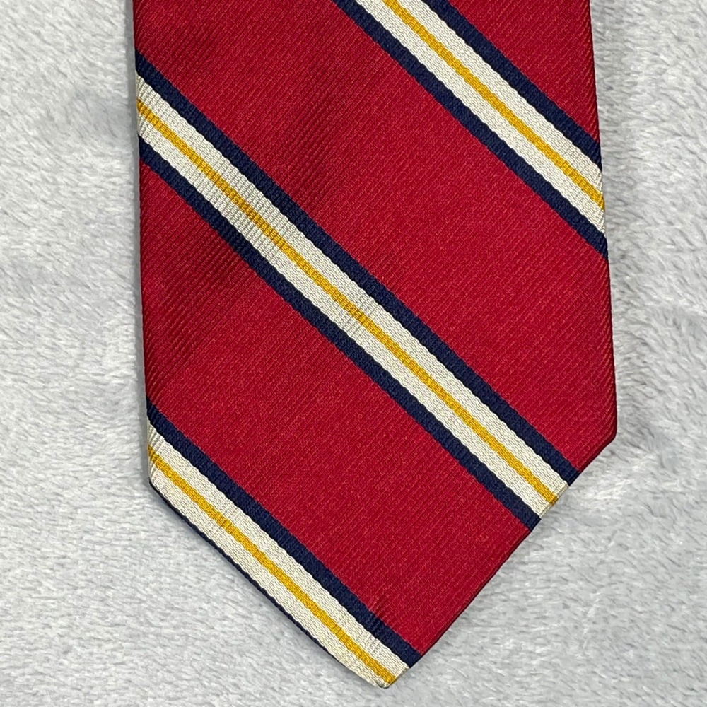 Robert Talbott x John Mazzo Red Striped Silk Necktie Classic Handmade USA 3.5X58